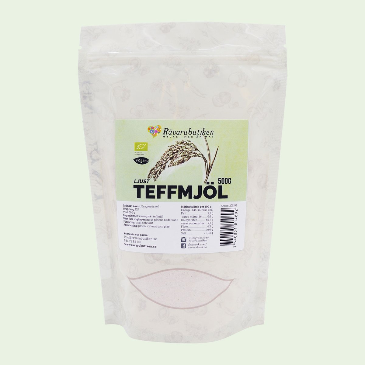 Teffmjöl Ljust RAW&EKO 500g - Bild 2
