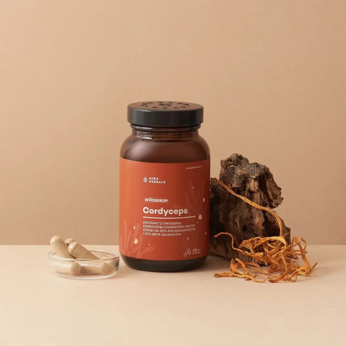 Aura Herbals Mycodrop Cordyceps 30:1 – 60 kapslar - Bild 3