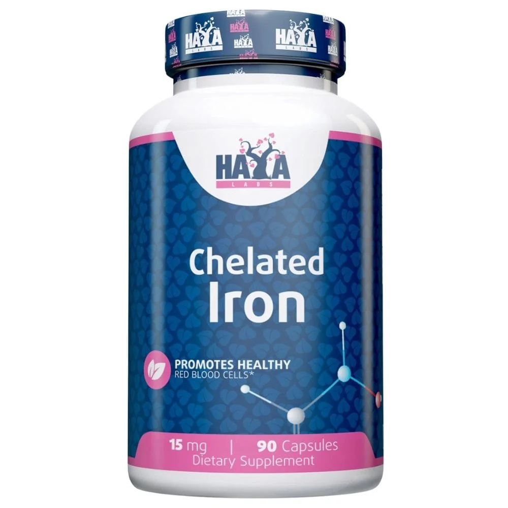 Haya Labs Kelaterat järn 15 mg – 90 kapslar